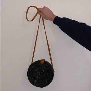 Black Wicker Crossbody Bag